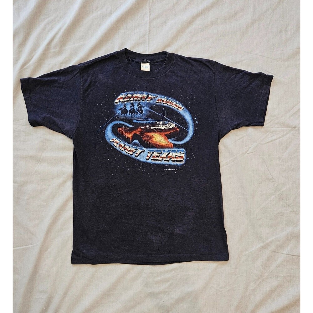 Vintage 1989 Kenny Rogers Planet Texas T Shirt XL Ched Anvil USA Sci Fi Rare